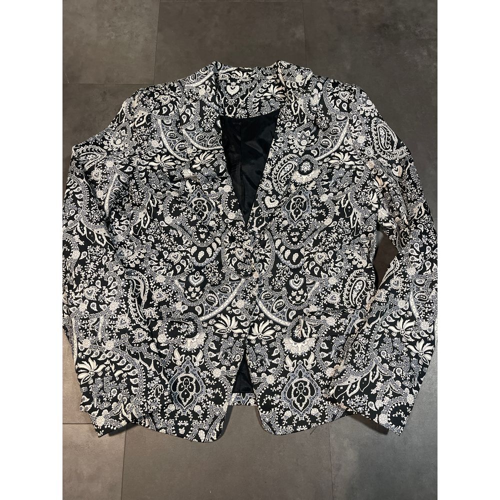 Mng Collection Black & White‎ Floral Paisley Print Blazer Jacket XL B-306